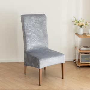 High-end custom velvet elastic chair covers, removable anti-stain embossed velvet fabric chair covers