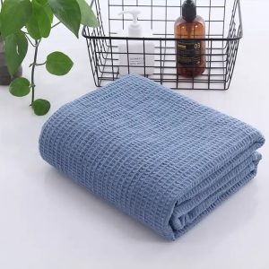 Bedding & Blanketsillustration6 High Quality 100% Cotton Woven Waffle Air Conditioning Blanket Warm Comfortable Honeycomb Design Solid Colours Napping Blanket