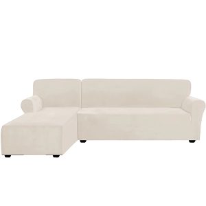 Sofa & Chair Coversillustration15 Lounge Removable Velvet 2 Pieces L-Shaped left Chaise +2seater Sectional Sofa Slipcover