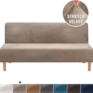 Luxury Velvet Futon Sofa Bed Cover Stretch Sofa Slipcover Armless Sofa Cover