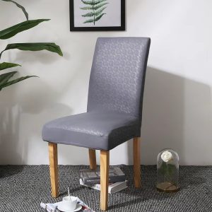 Custom Pu Leather Dining Chair Cover Elastic Home Party Solid Color Chair One Piece Cover Waterproof Non Slip Chair Cover