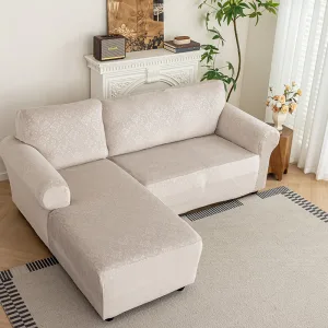 Productsillustration2 Lounge Removable embossed Velvet 2 Pieces L-Shaped left Chaise +2/3 seater Sectional Sofa Slipcover