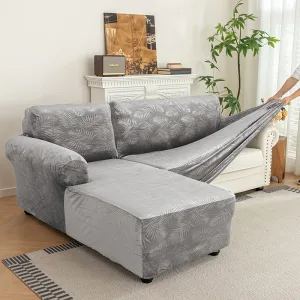 Productsillustration3 Lounge Removable embossed Velvet 2 Pieces L-Shaped left Chaise +2/3 seater Sectional Sofa Slipcover