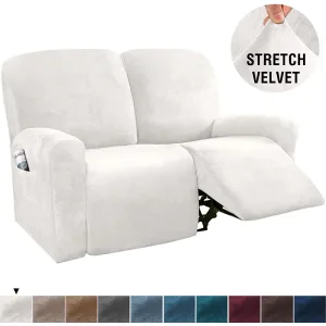 Productsillustration11 New Hot Sale Stretch Recliner Slipcovers 6 Pieces Recliner Chair Covers Two Seat Velvet Recliner Sofa Slipcover