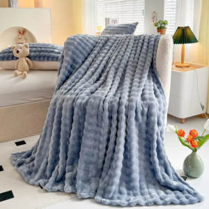Plaid super doux en fourrure de lapin double couche...