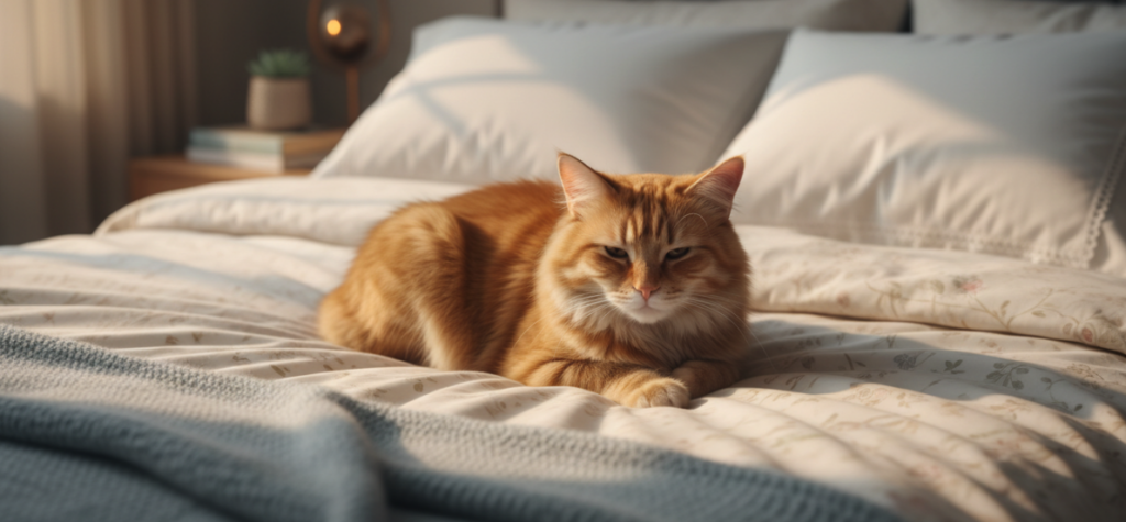 Gato en la cama