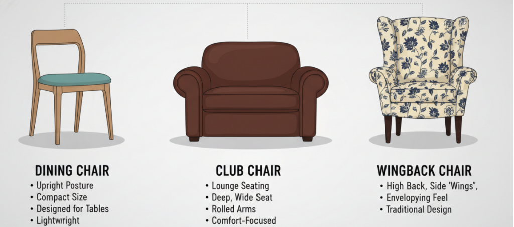 Différents types de chaises