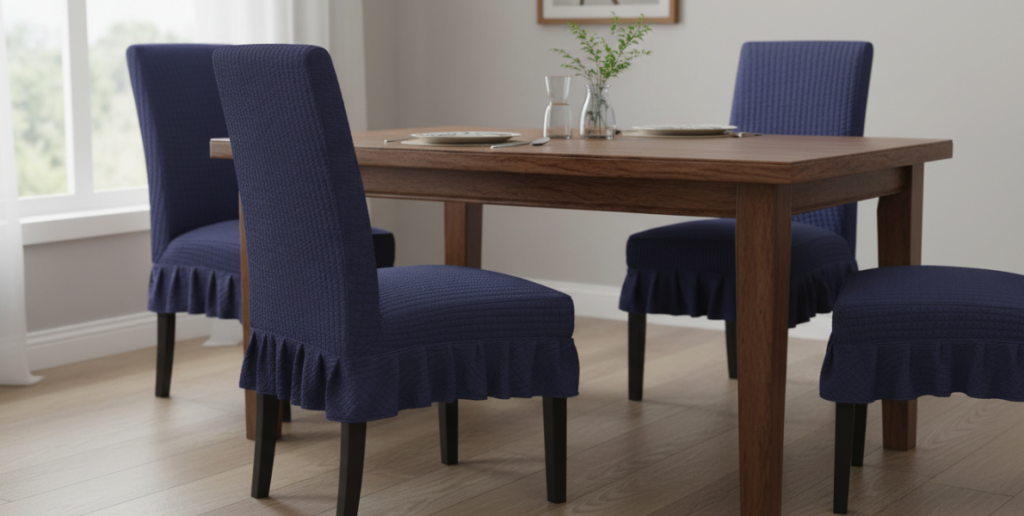 Dining chair with Jacquard elastic chair covers